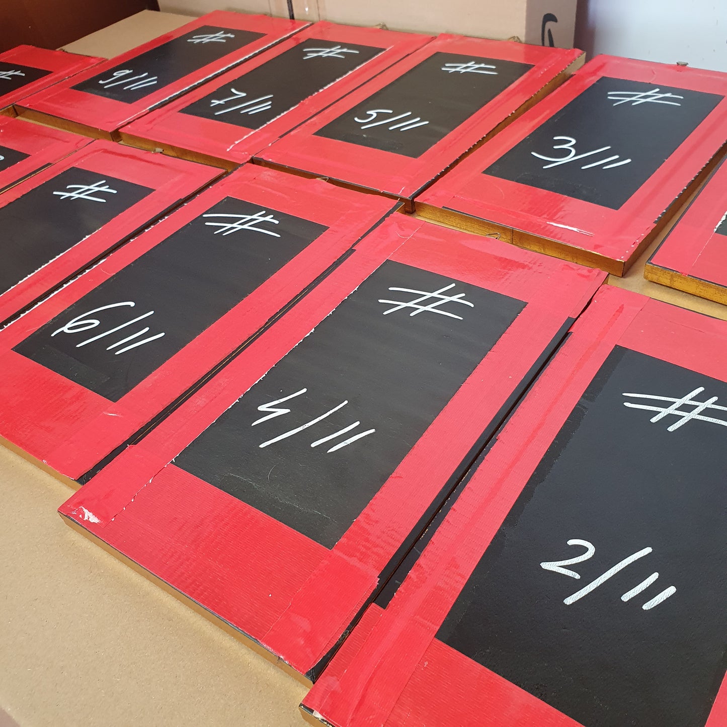 Set of 11 original paintings on canvas glass, #