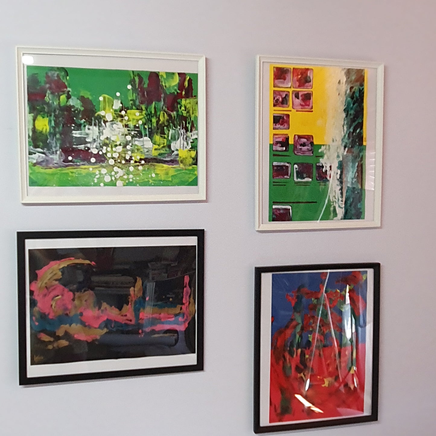 Original Diptychon-Gemälde auf Papier, Karussell