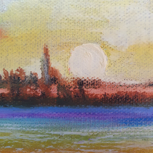 Original painting, oil on linen, Sunset on Earth