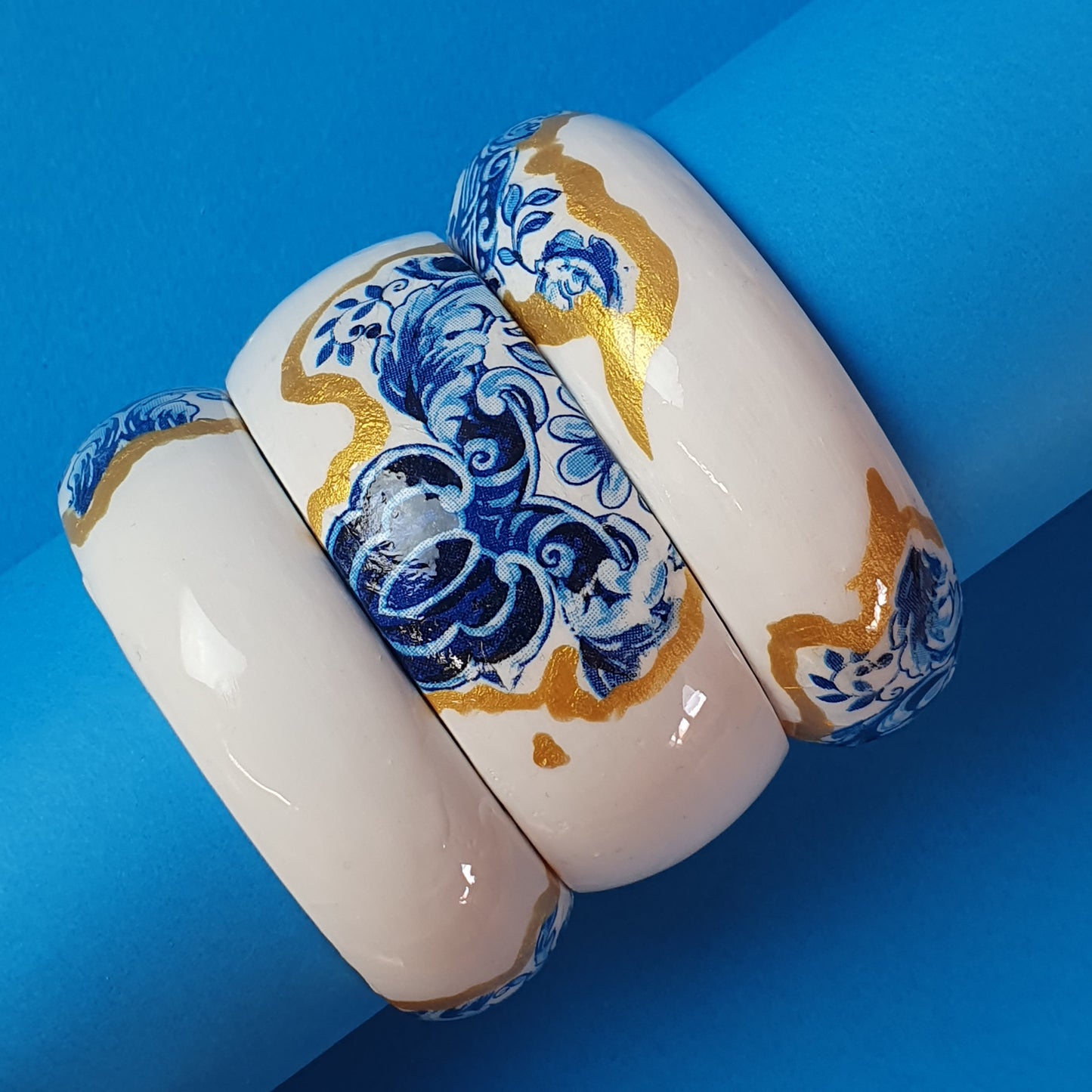 Wooden Bracelet, Kint Ceramic, Medium