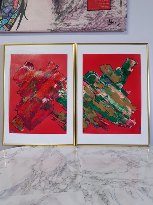 Dipinto originale su carta, dittico Persone