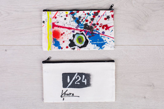 Borsetta originale bianca dipinta a mano, Rain of Fame