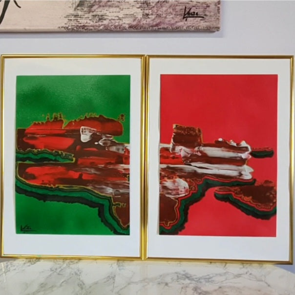 Original painting on paper, diptych, Montecarotto