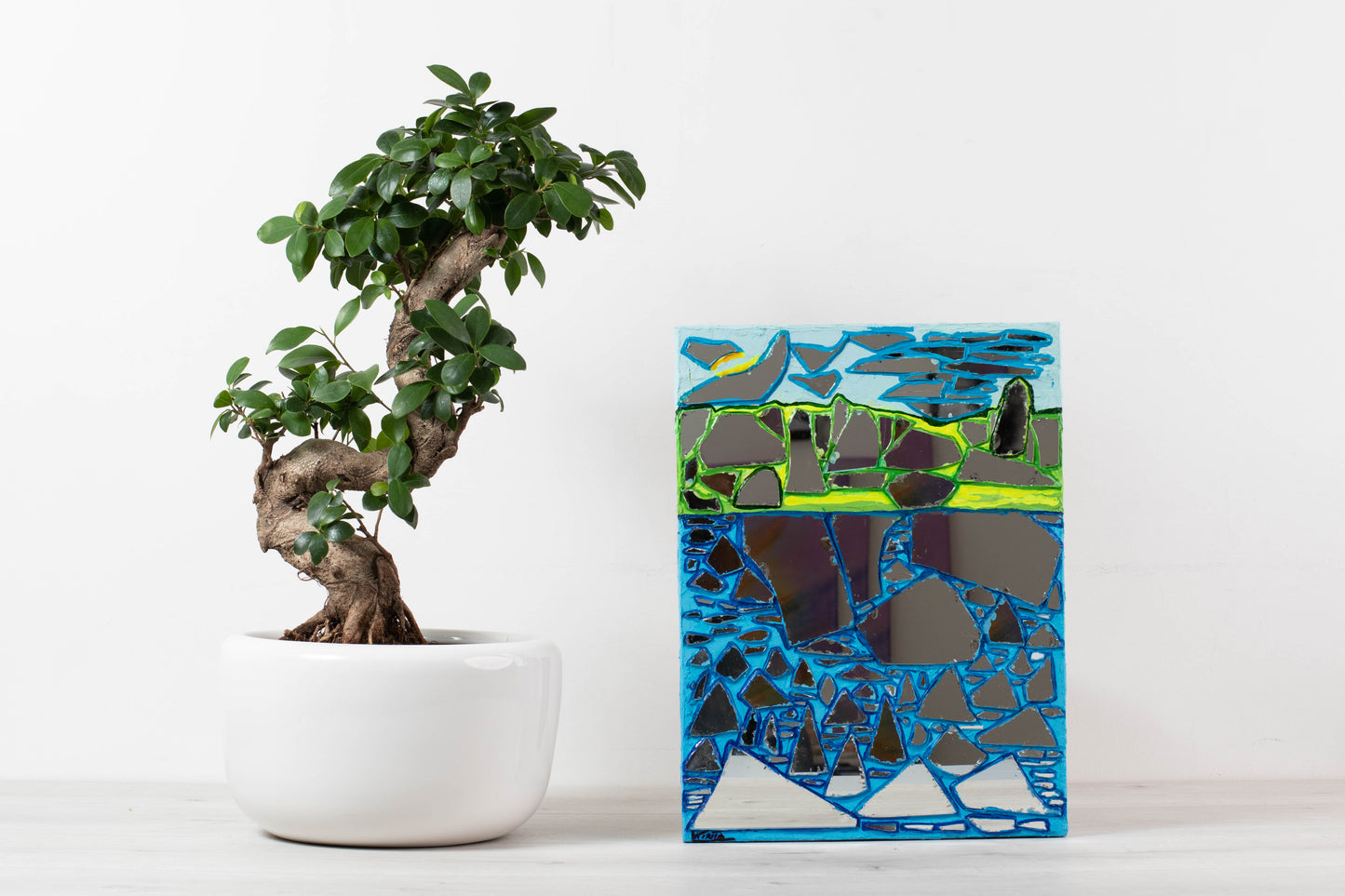 Searching God, wooden panel, original painting