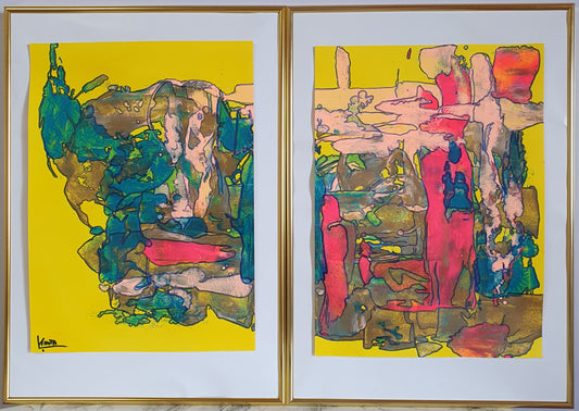 Dipinto dittico originale su carta, Jesi