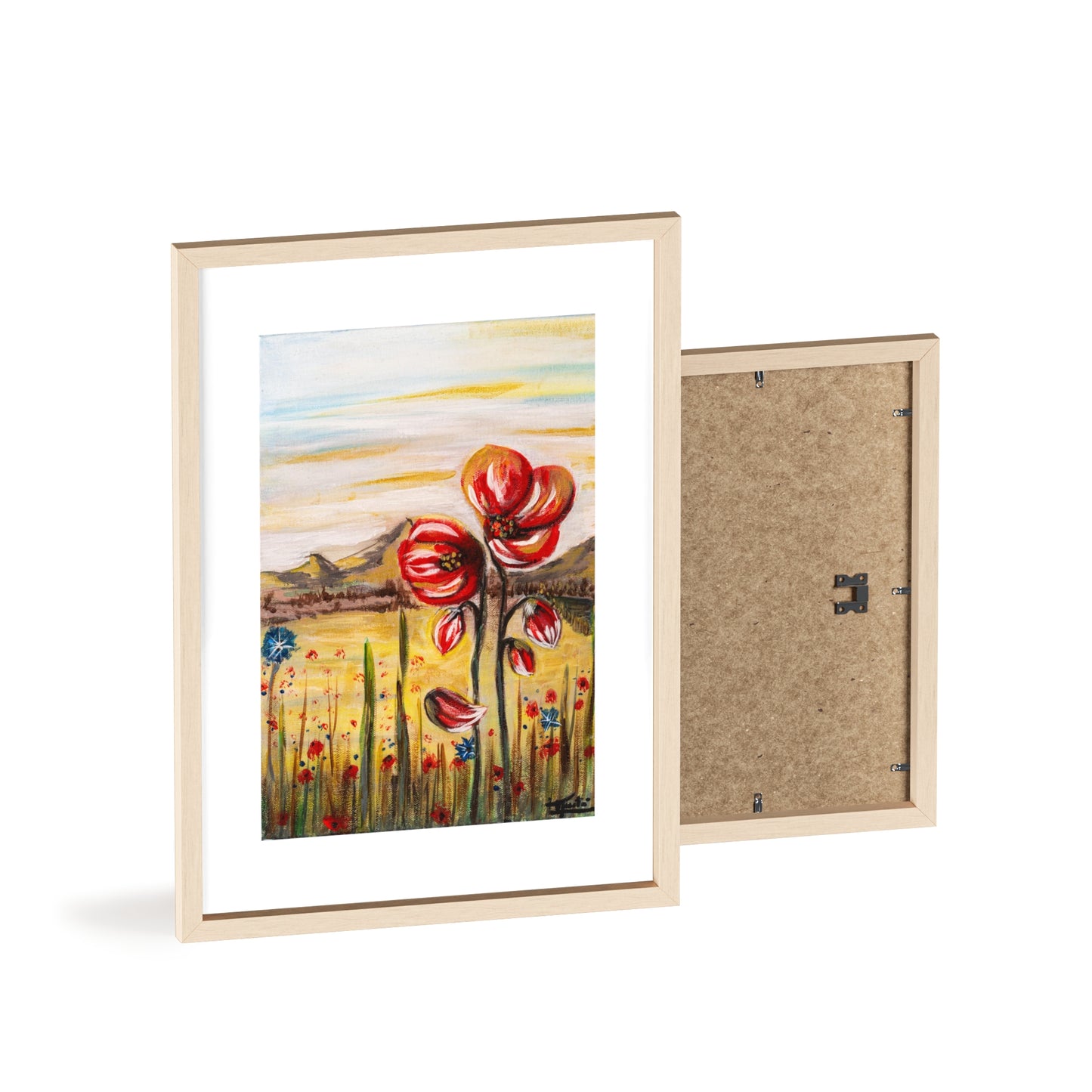 2 Poppy Posters with  Wooden Frame