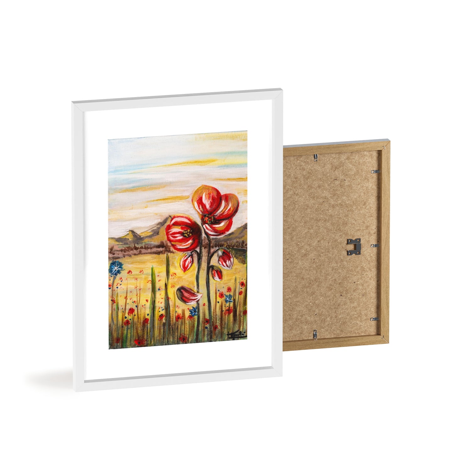 2 Poppy Posters with  Wooden Frame