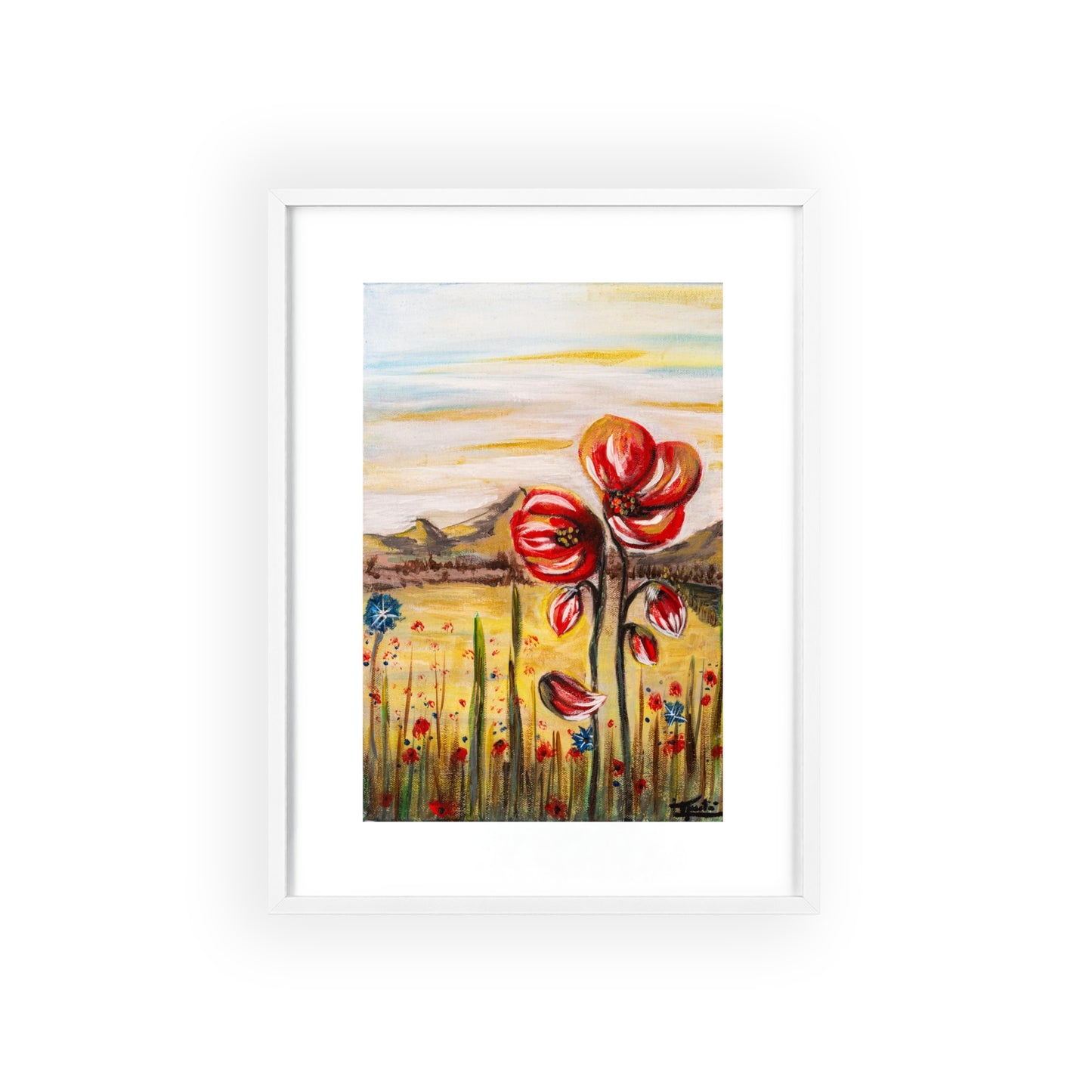 2 Poppy Posters with  Wooden Frame