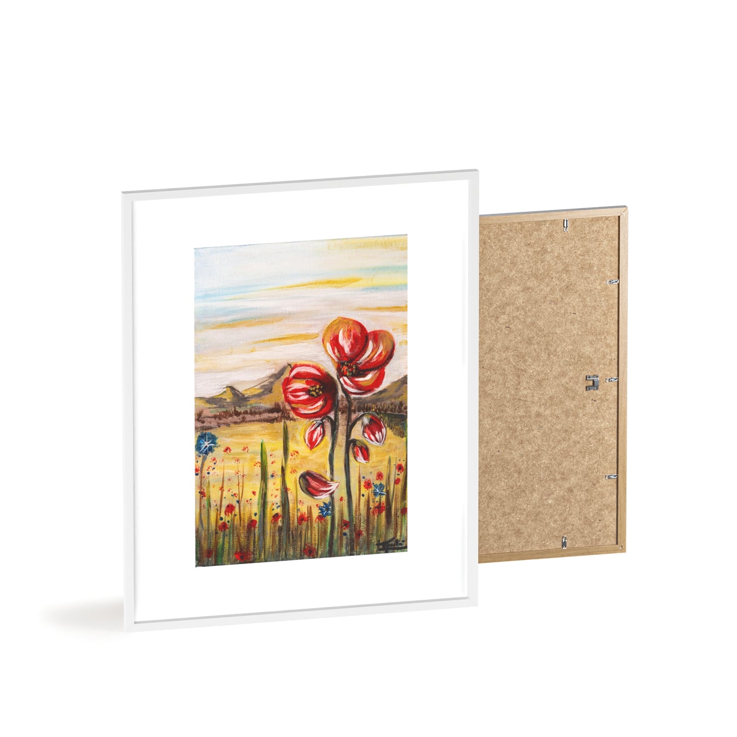 2 Poppy Posters with  Wooden Frame