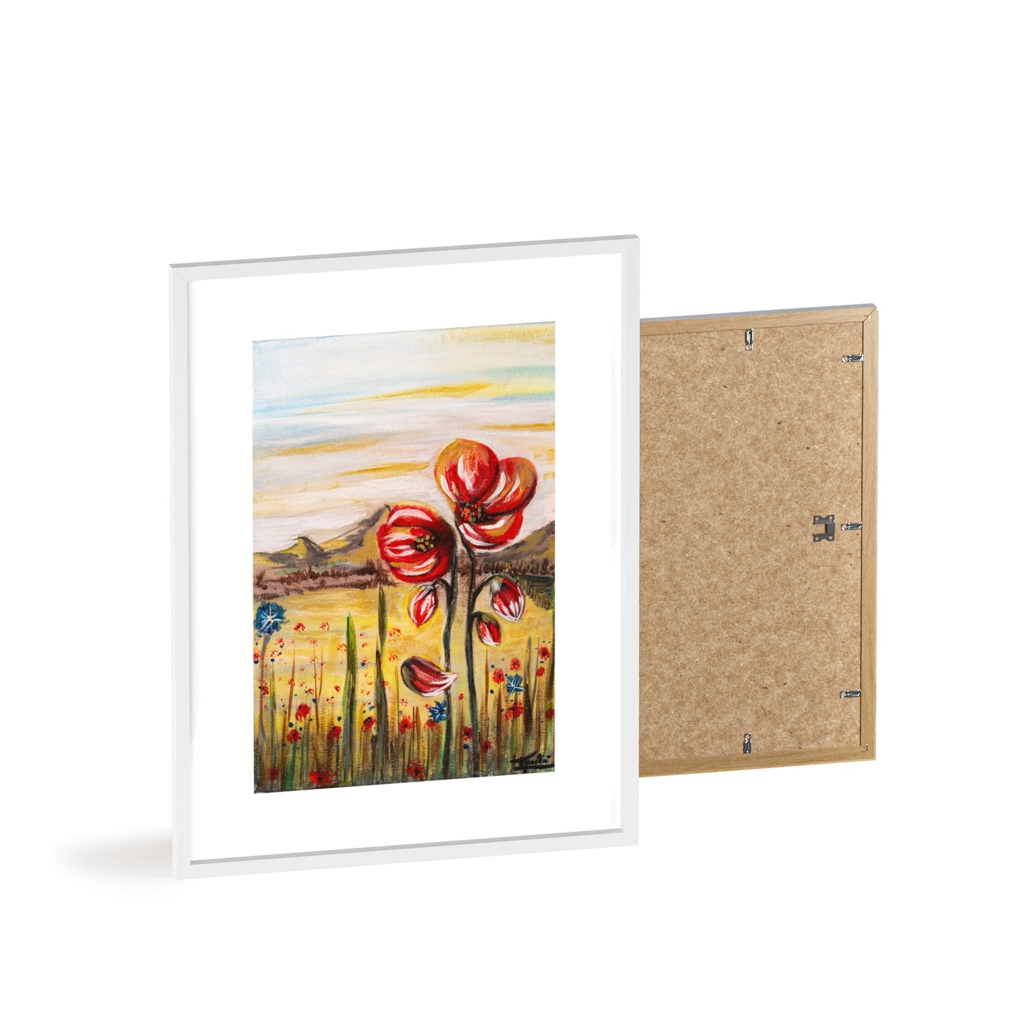 2 Poppy Posters with  Wooden Frame