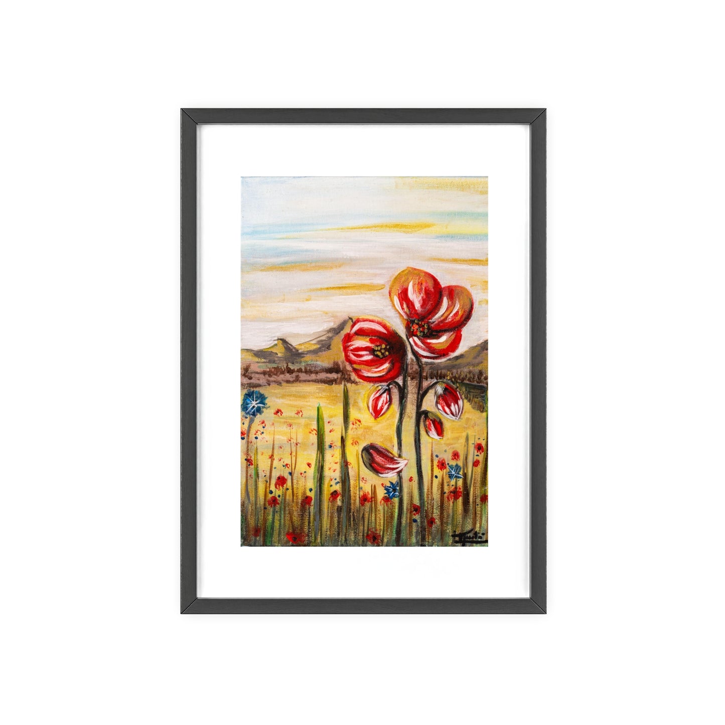 2 Poppy Posters with  Wooden Frame