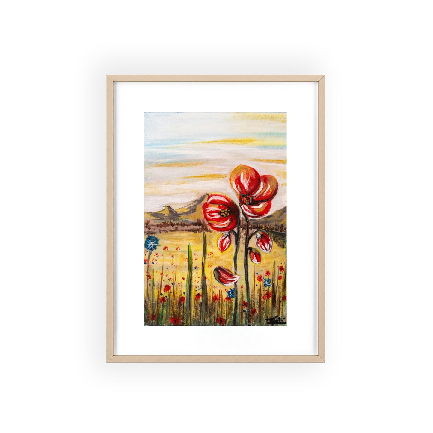 2 Poppy Posters with  Wooden Frame