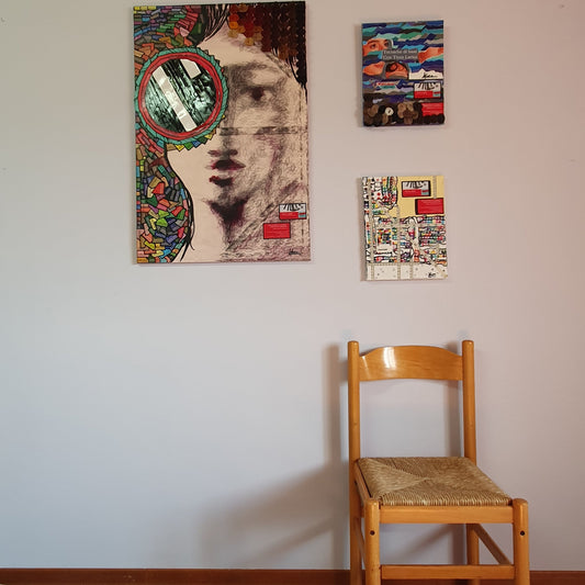 Originalgemälde, Triptychon-Collage, 2019–2022