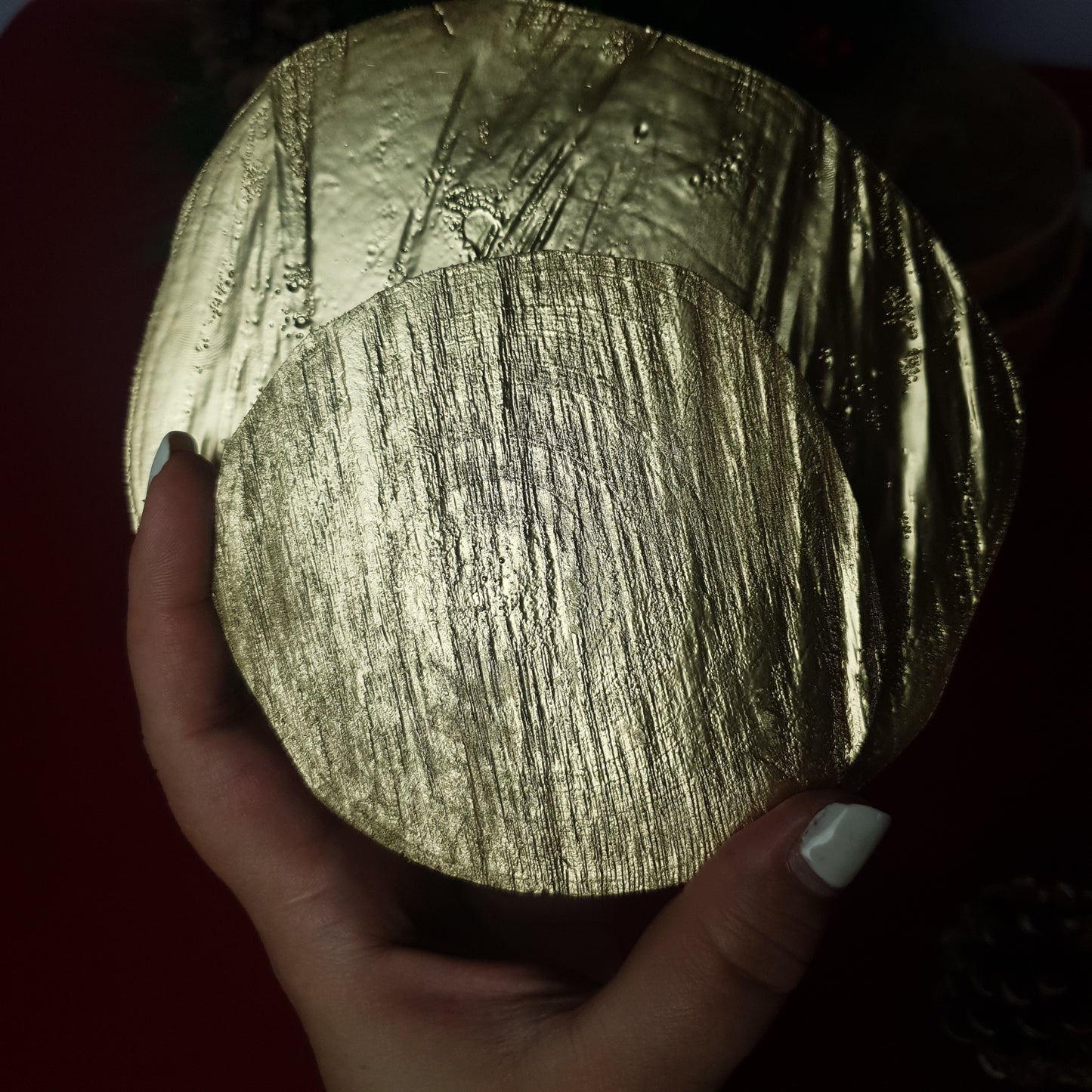 Small golden wooden disc