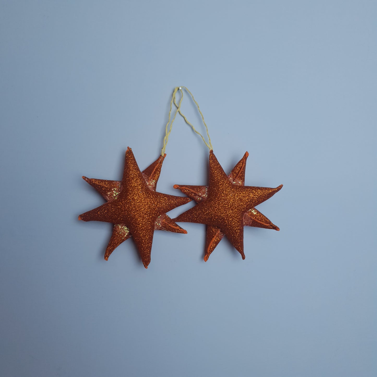 Set of 5 blue and copper glitter stars