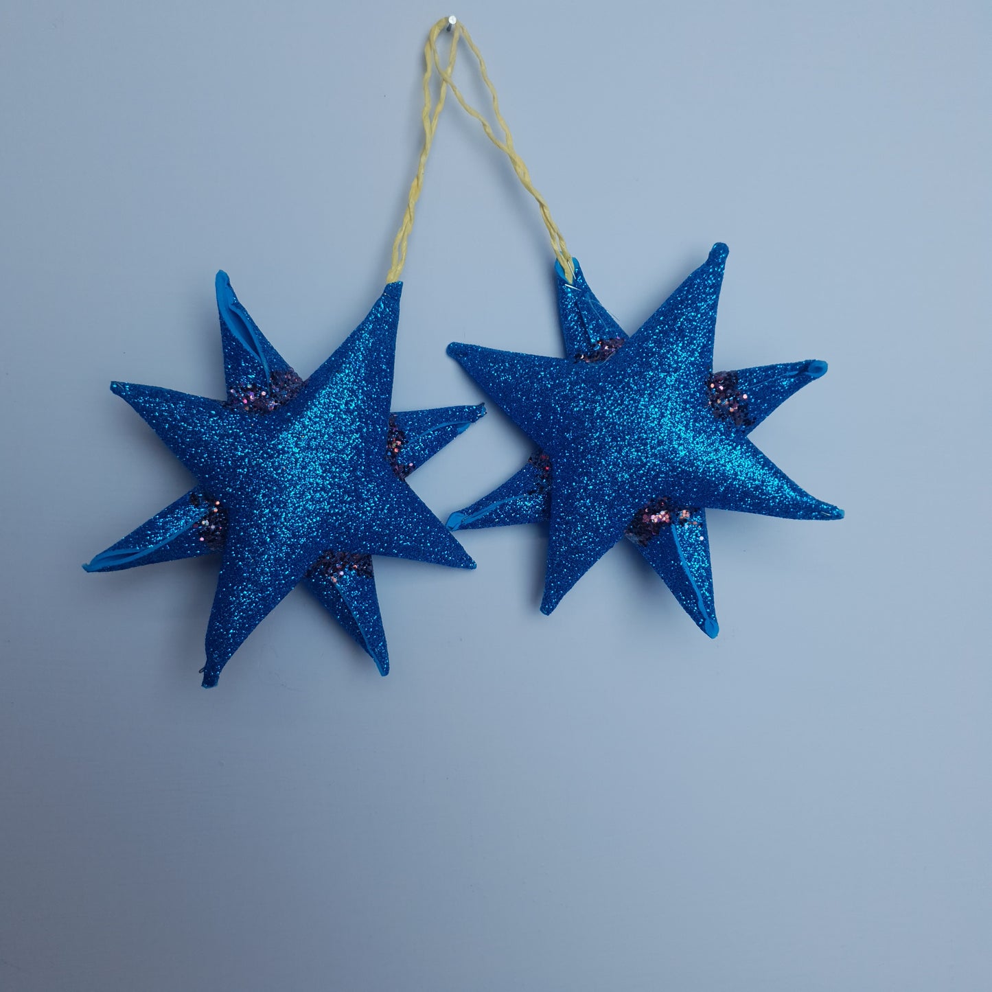 Set of 5 blue and copper glitter stars