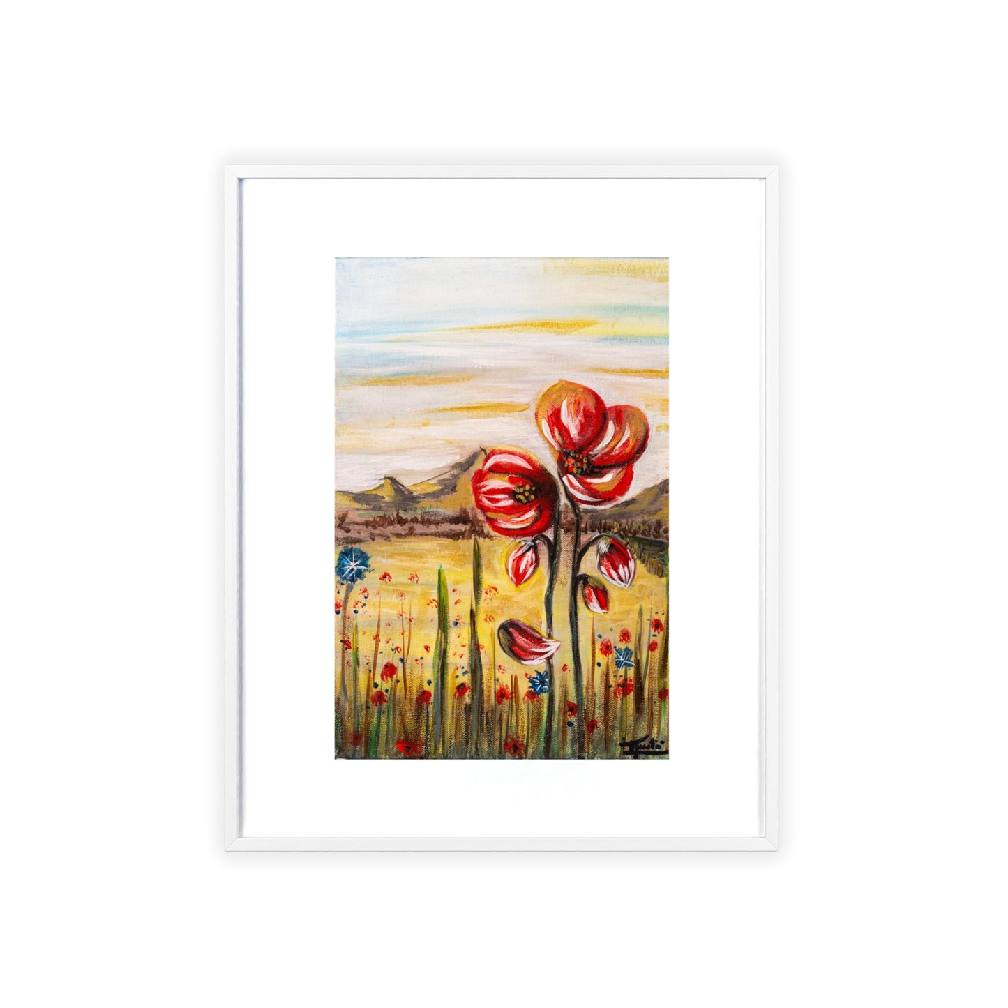 2 Poppy Posters with  Wooden Frame