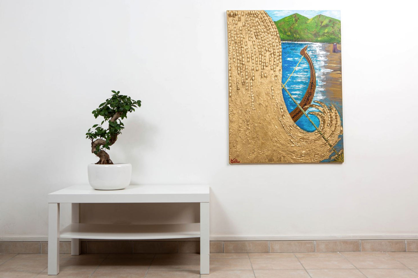 Fratelli Coltelli, original painting, material diptych