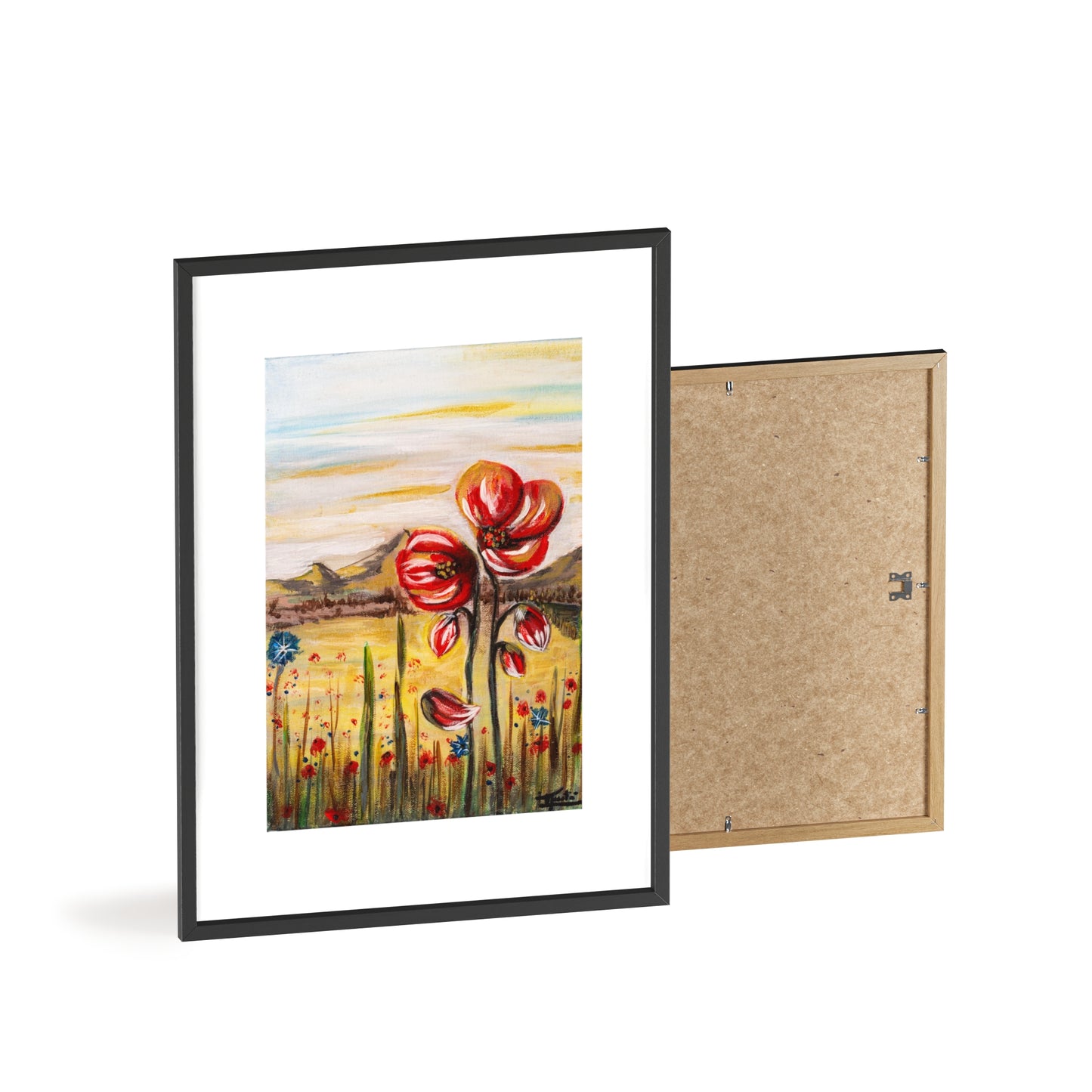 2 Poppy Posters with  Wooden Frame