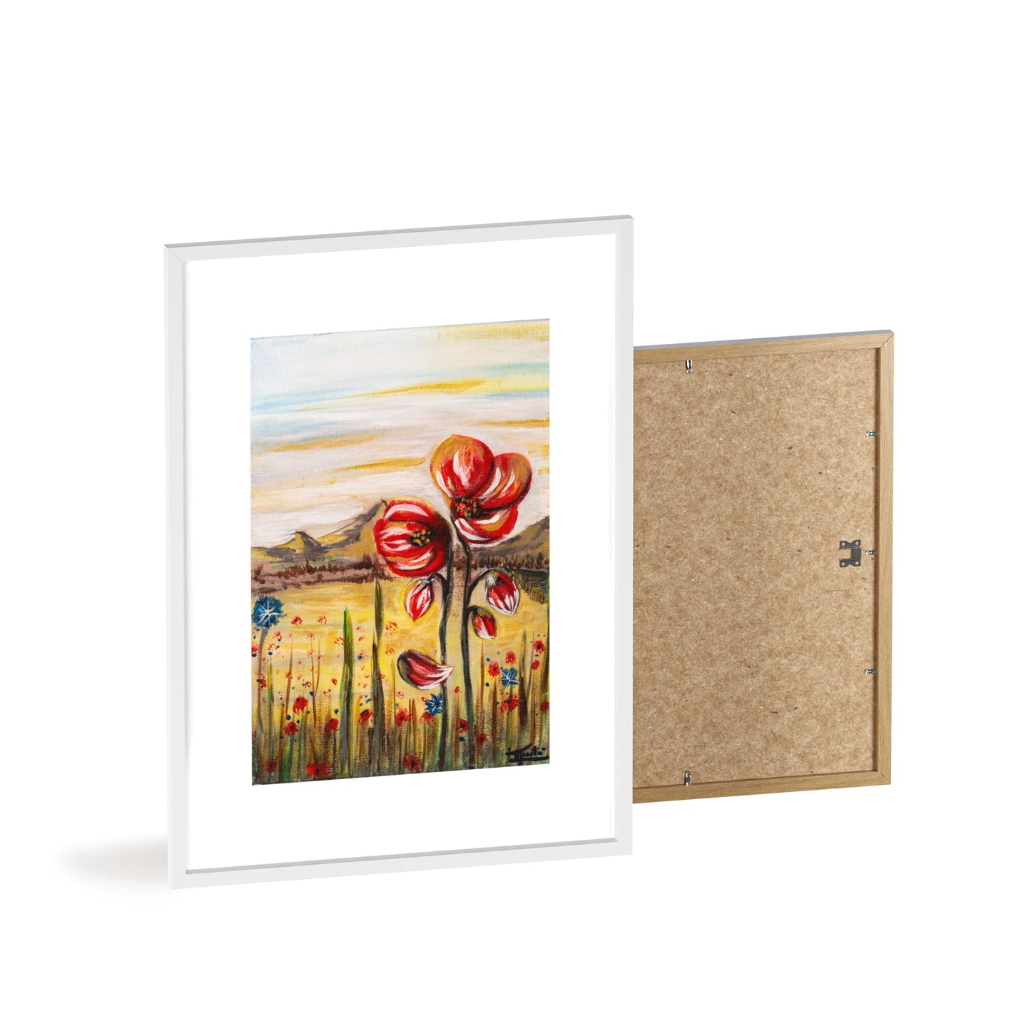 2 Poppy Posters with  Wooden Frame