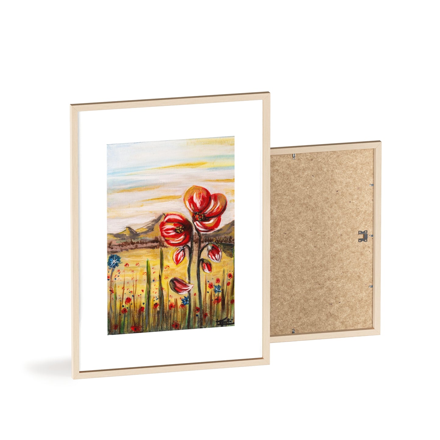 2 Poppy Posters with  Wooden Frame