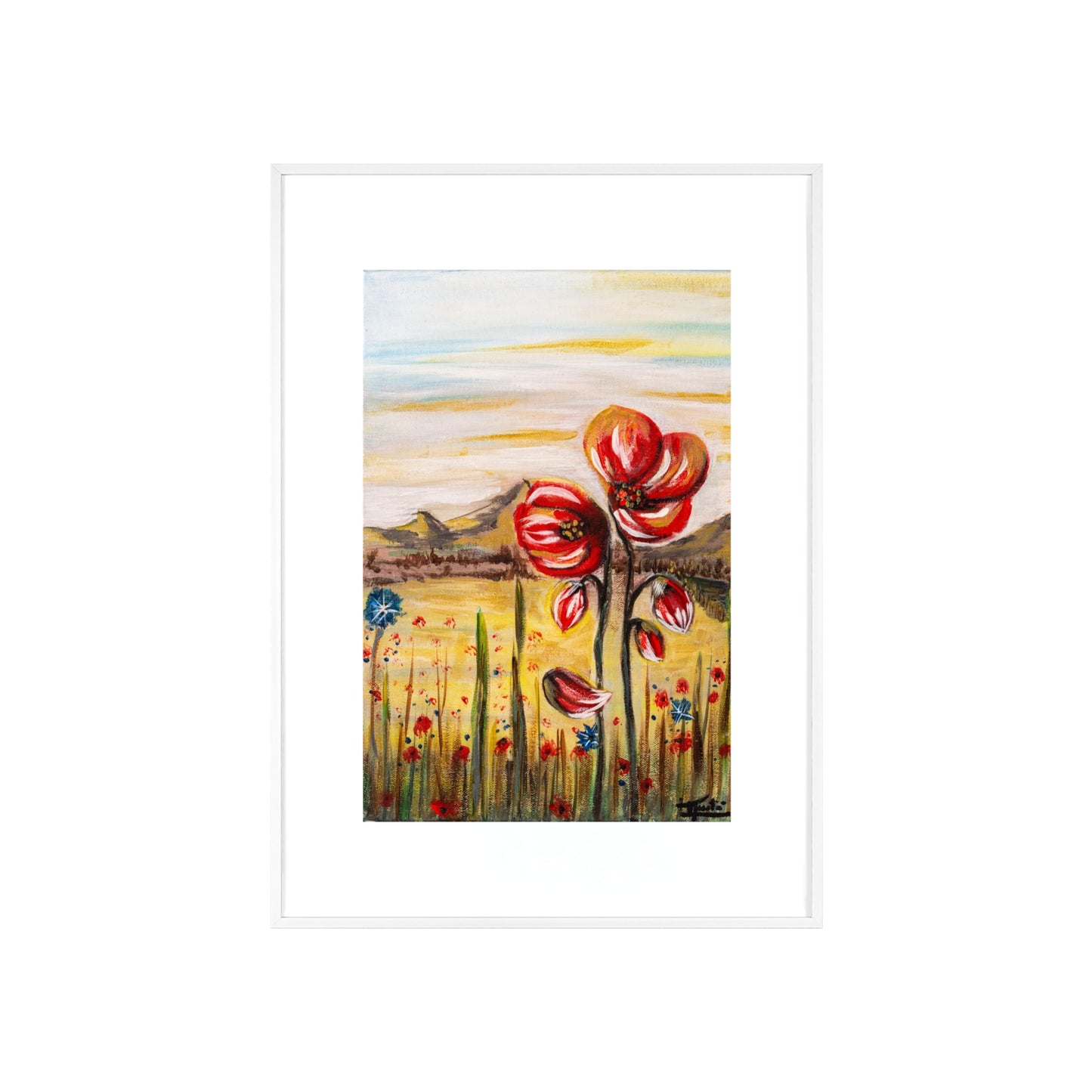 2 Poppy Posters with  Wooden Frame