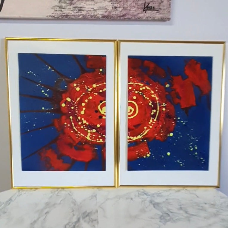 Painting on paper, diptych Carousel 2