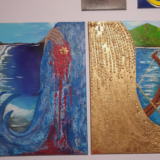 Dipinto, originale su tela ,dittico materico, Fratelli Coltelli