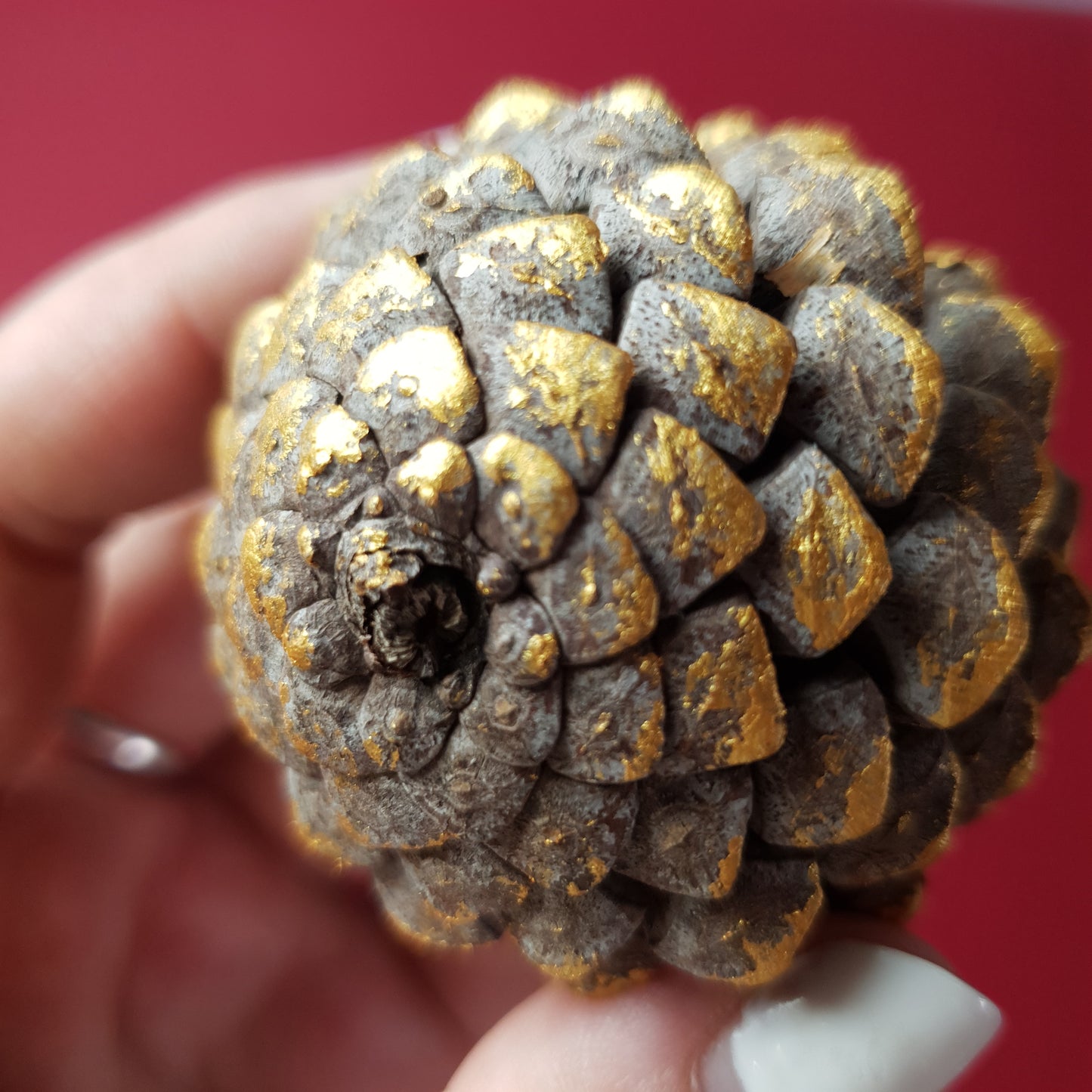 Set of 9 small gold pine cones